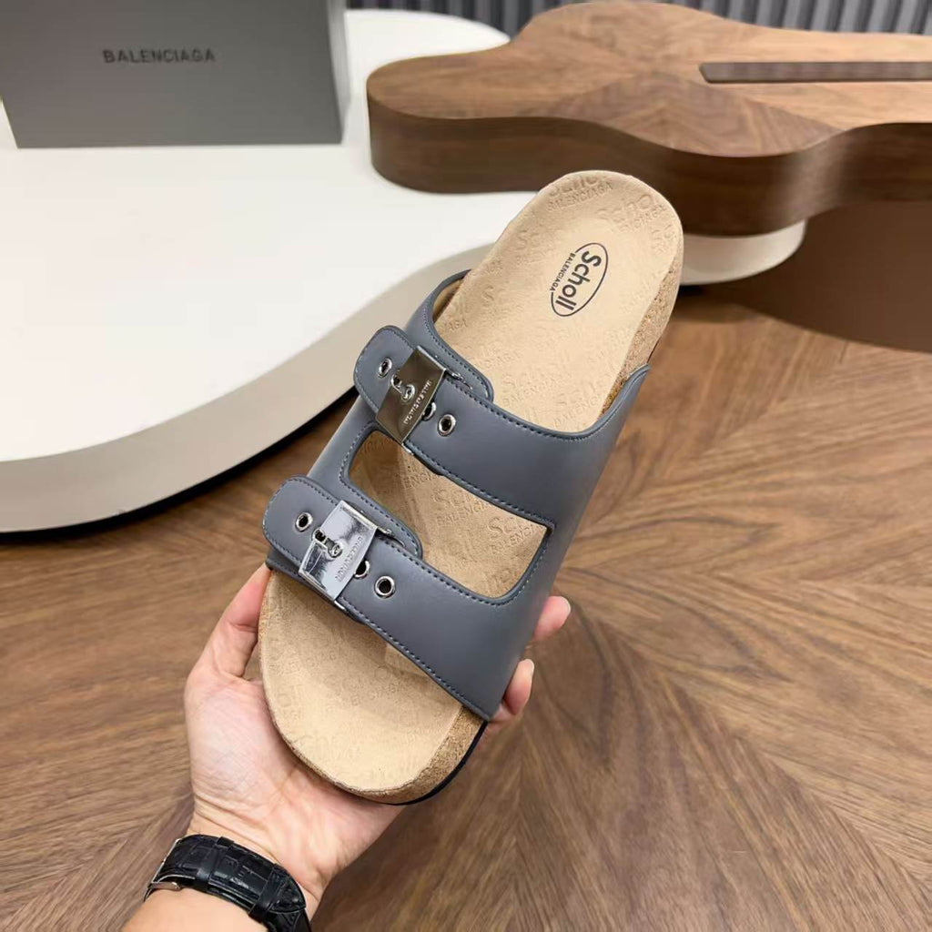 Balenciaga - x Scholl Pescura Slide Sandals in Slate Grey