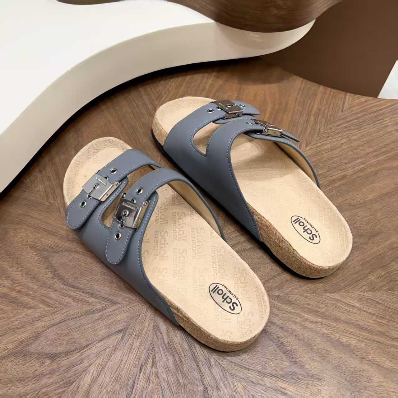 Balenciaga - x Scholl Pescura Slide Sandals in Slate Grey
