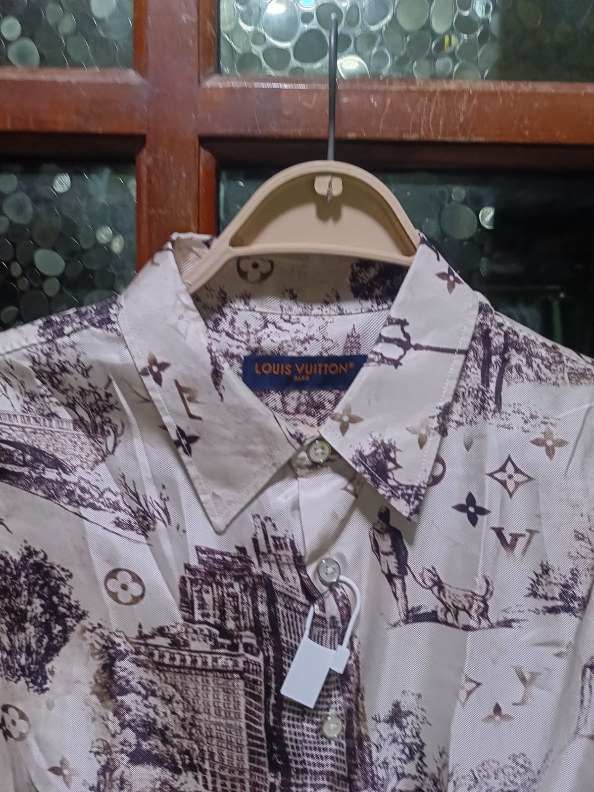 Louis Vuitton - Monogram Sketch Cityscape Long-Sleeve Shirt - Cream/Brown