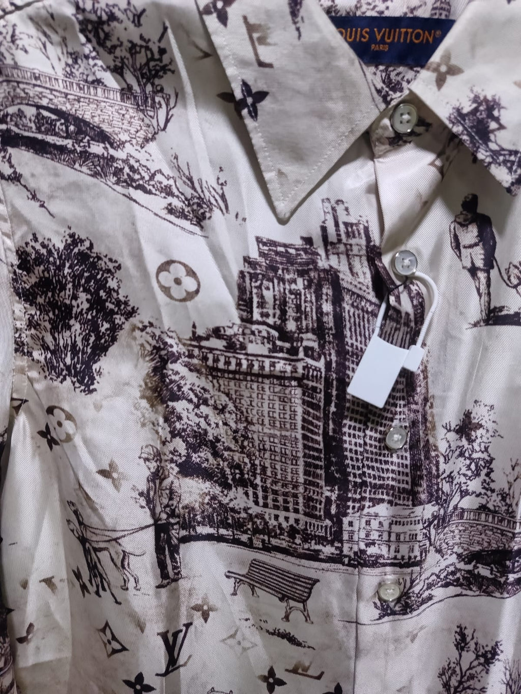 Louis Vuitton - Monogram Sketch Cityscape Long-Sleeve Shirt - Cream/Brown