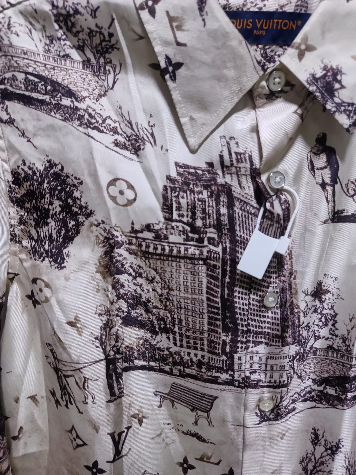 Louis Vuitton - Monogram Sketch Cityscape Long-Sleeve Shirt - Cream/Brown