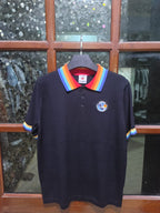 Casablanca - Embroidered Logo Polo Shirt with Rainbow Trim in Black
