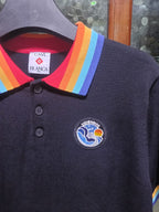 Casablanca - Embroidered Logo Polo Shirt with Rainbow Trim in Black