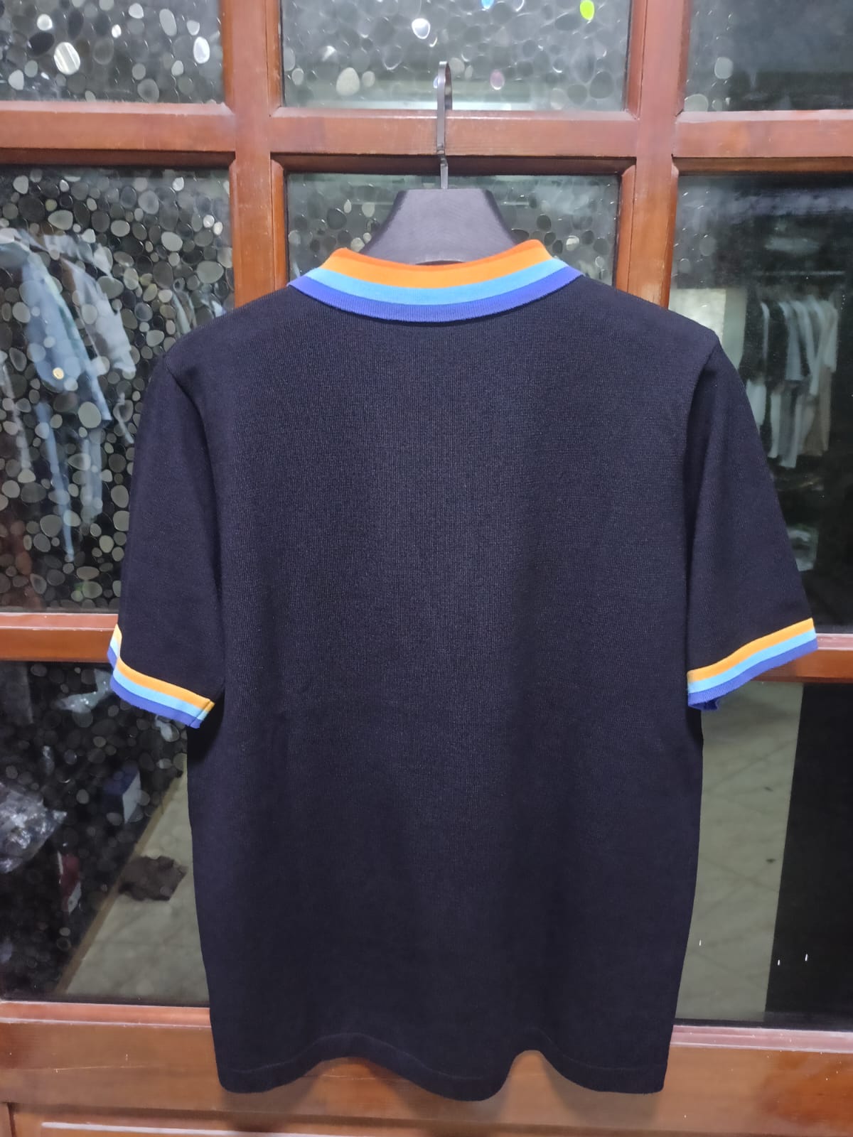 Casablanca - Embroidered Logo Polo Shirt with Rainbow Trim in Black