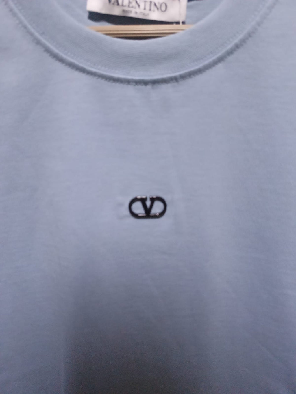 Valentino - Garavani VLogo Embroidered Cotton T-Shirt in Light Blue