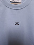 Valentino - Garavani VLogo Embroidered Cotton T-Shirt in Light Blue