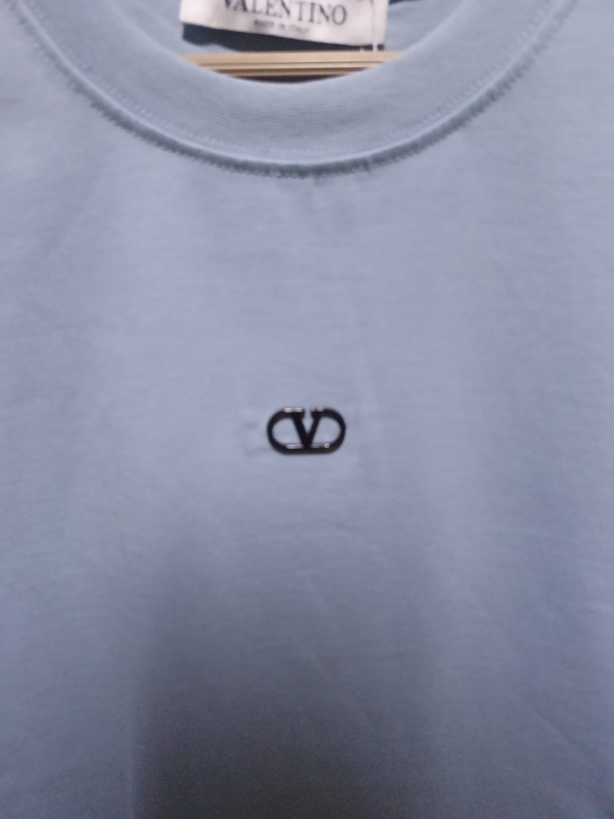 Valentino - Garavani VLogo Embroidered Cotton T-Shirt in Light Blue
