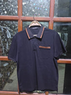 ZEGNA - Cotton Piqué Polo Shirt with Striped Logo Trim in Black