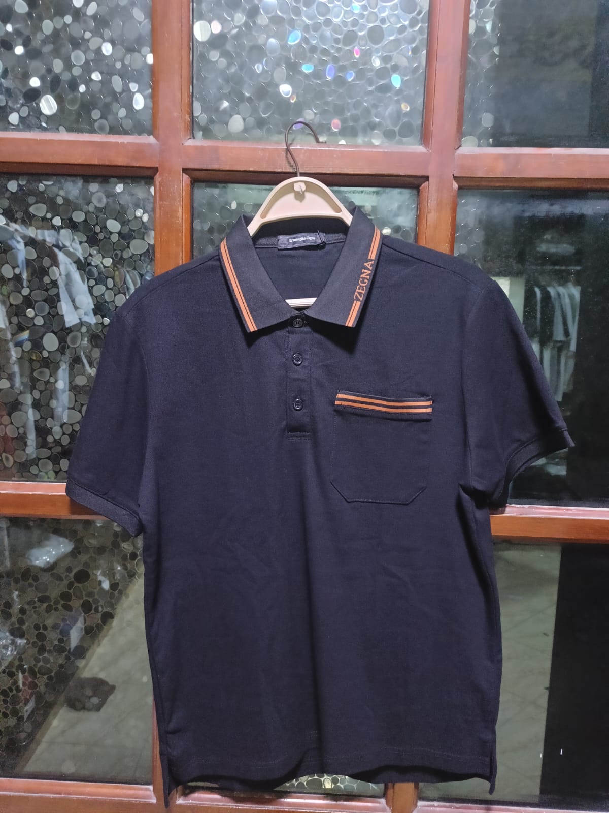 ZEGNA - Cotton Piqué Polo Shirt with Striped Logo Trim in Black