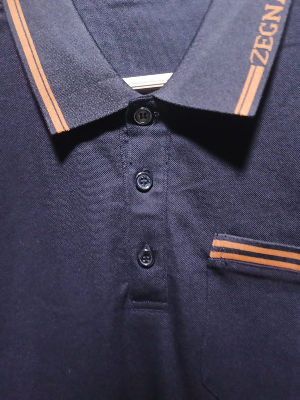 ZEGNA - Cotton Piqué Polo Shirt with Striped Logo Trim in Black