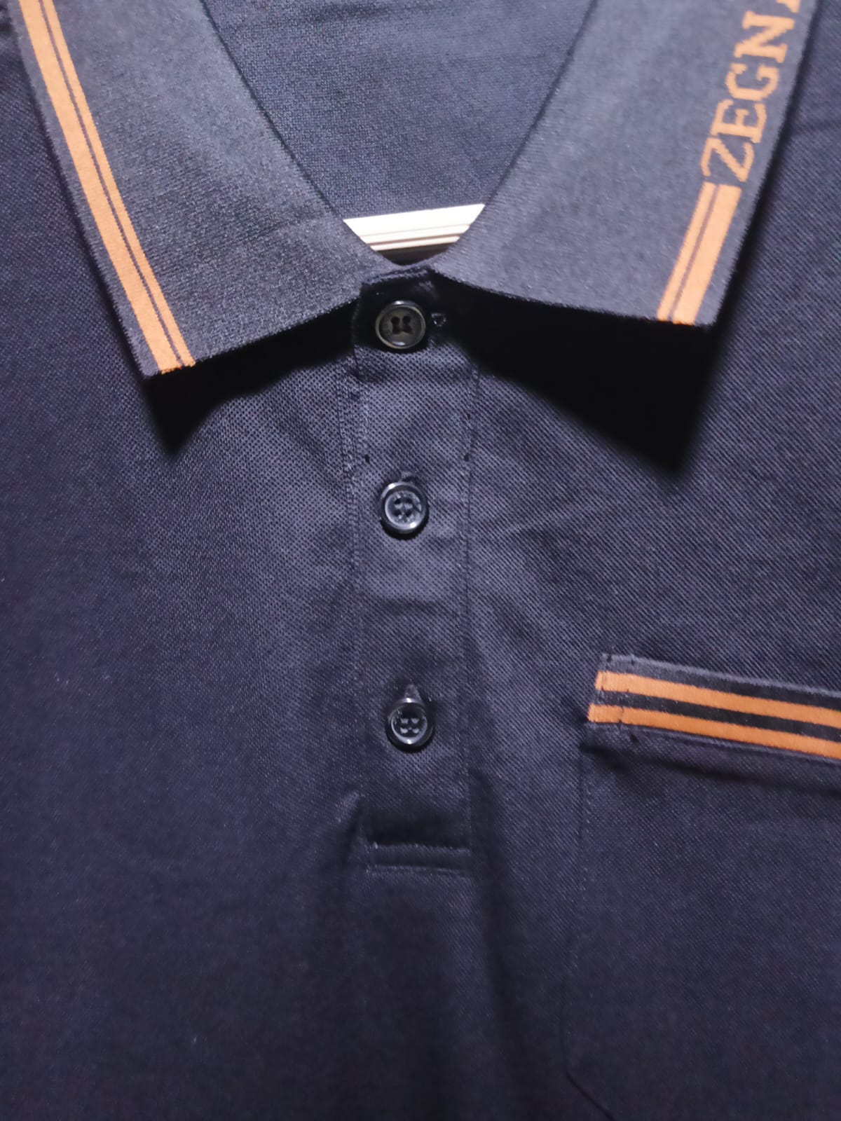 ZEGNA - Cotton Piqué Polo Shirt with Striped Logo Trim in Black