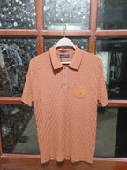 Louis Vuitton - Textured Damier Knit Polo Shirt with Monogram Pocket in Terracotta