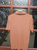 Louis Vuitton - Textured Damier Knit Polo Shirt with Monogram Pocket in Terracotta