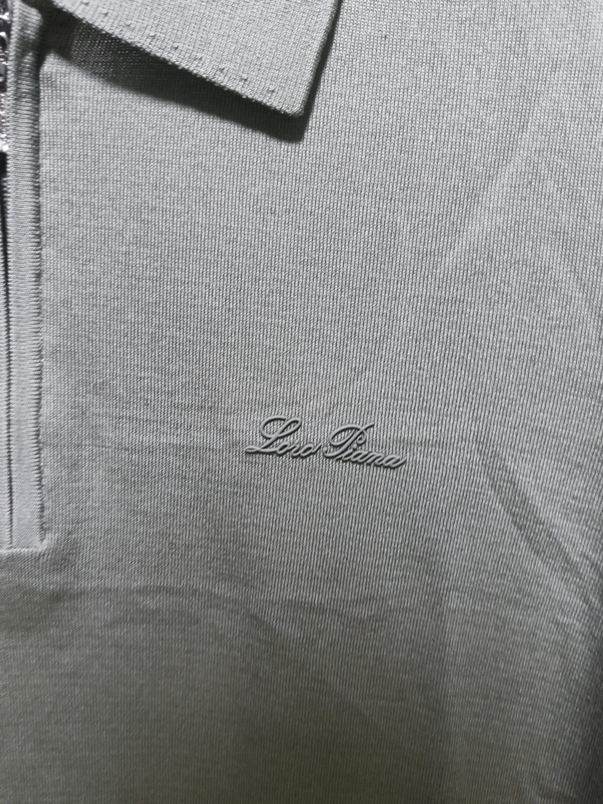 Loro Piana - Cotton and Silk Knit Half-Zip Polo Shirt in Sage Green