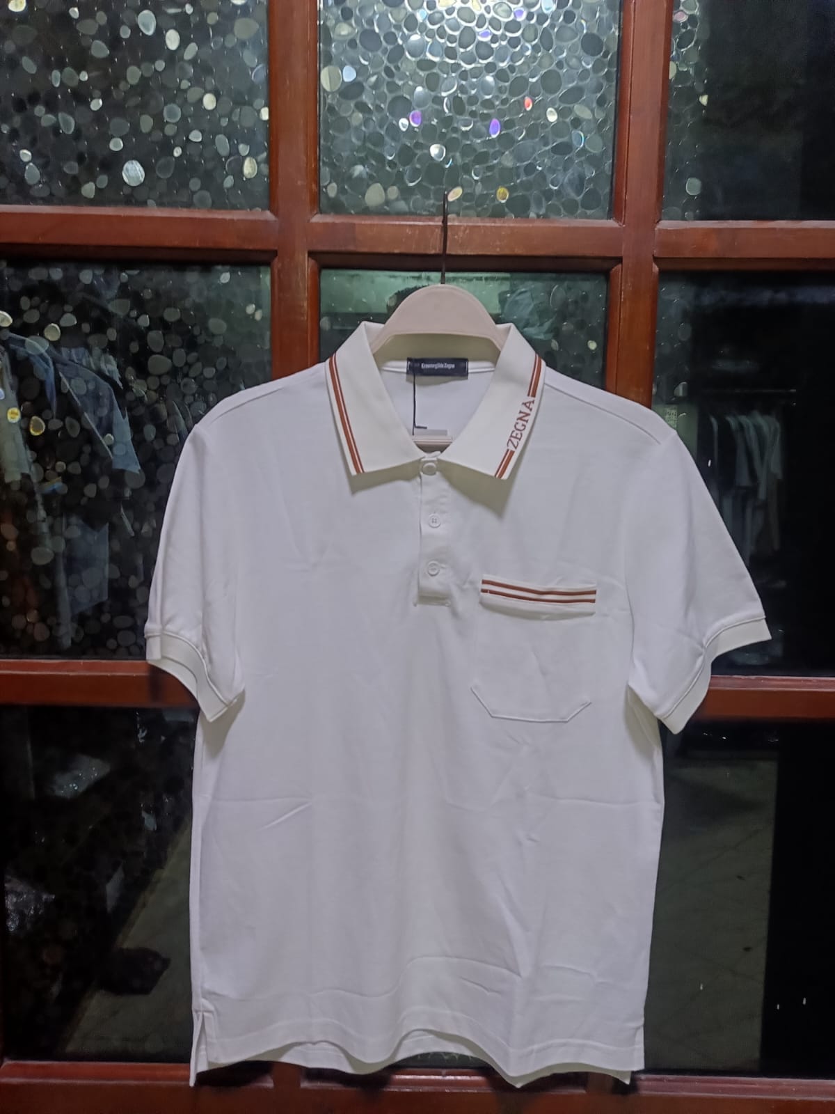 ZEGNA - Cotton Piqué Polo Shirt with Striped Logo Trim in Optic White