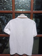 ZEGNA - Cotton Piqué Polo Shirt with Striped Logo Trim in Optic White