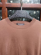 Loro Piana - Cotton and Silk Blend Knit Crewneck T-Shirt in Chestnut Brown