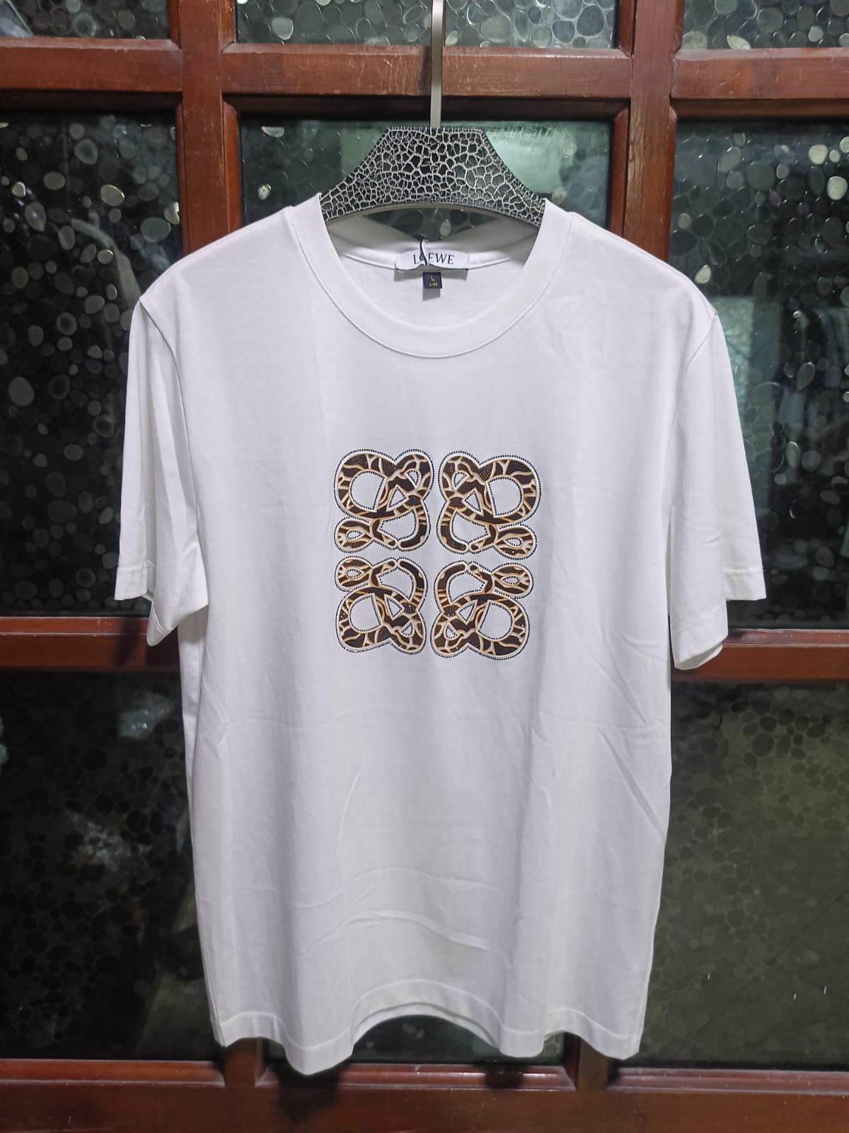 LOEWE - Anagram Embroidered Cotton T-Shirt in White/Multi