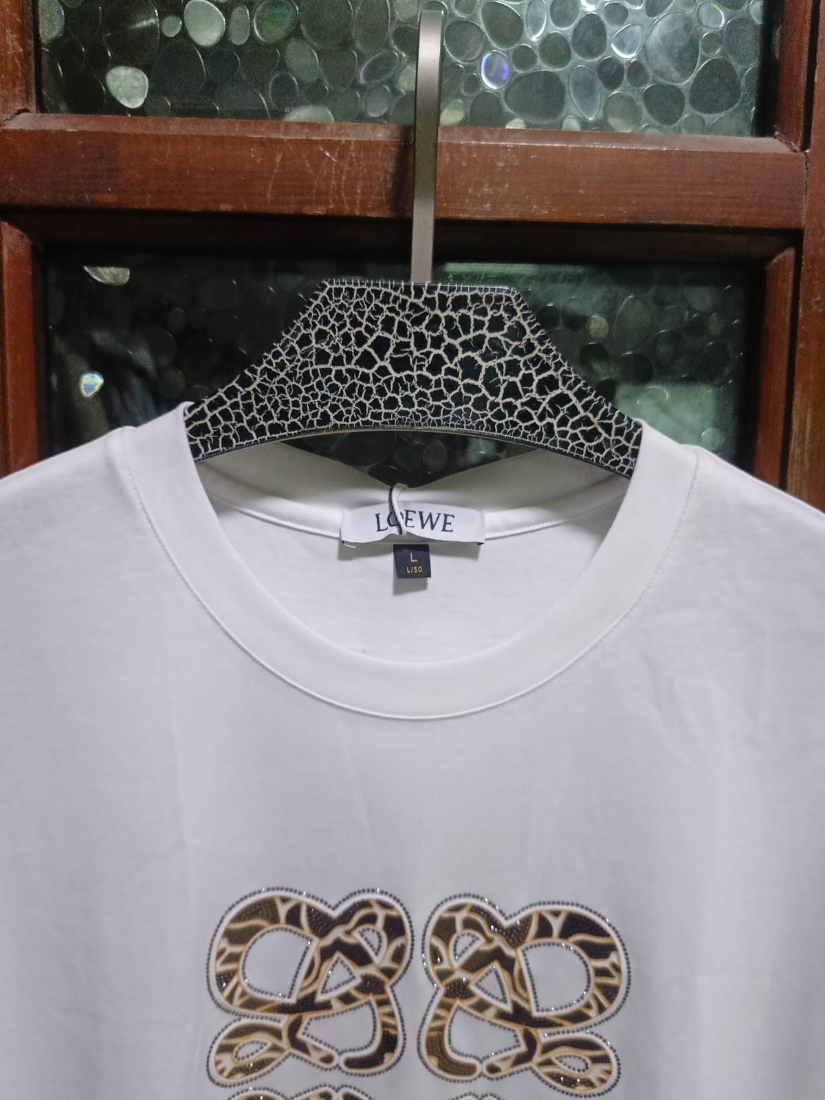 LOEWE - Anagram Embroidered Cotton T-Shirt in White/Multi