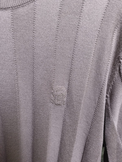 Brunello Cucinelli - Ribbed Cotton-Silk Knit T-Shirt in Sand