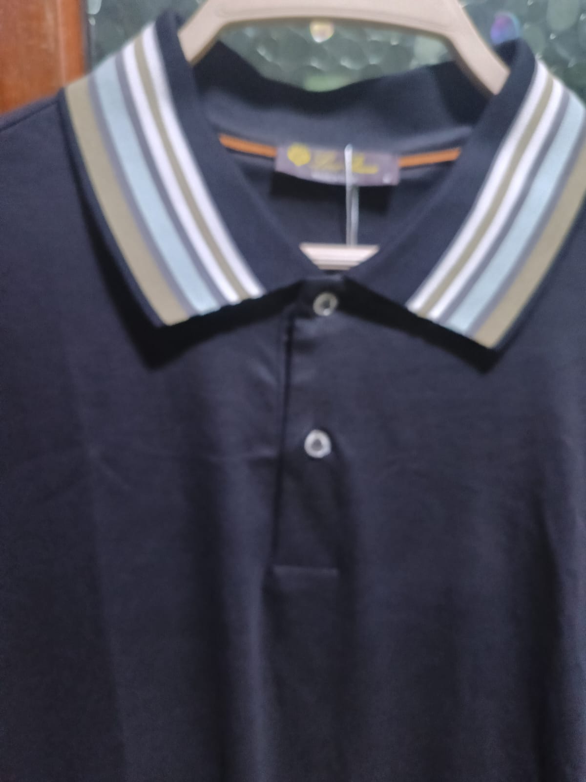 Loro Piana - Cotton Piqué Polo Shirt with Multi-Stripe Collar in Navy Blue
