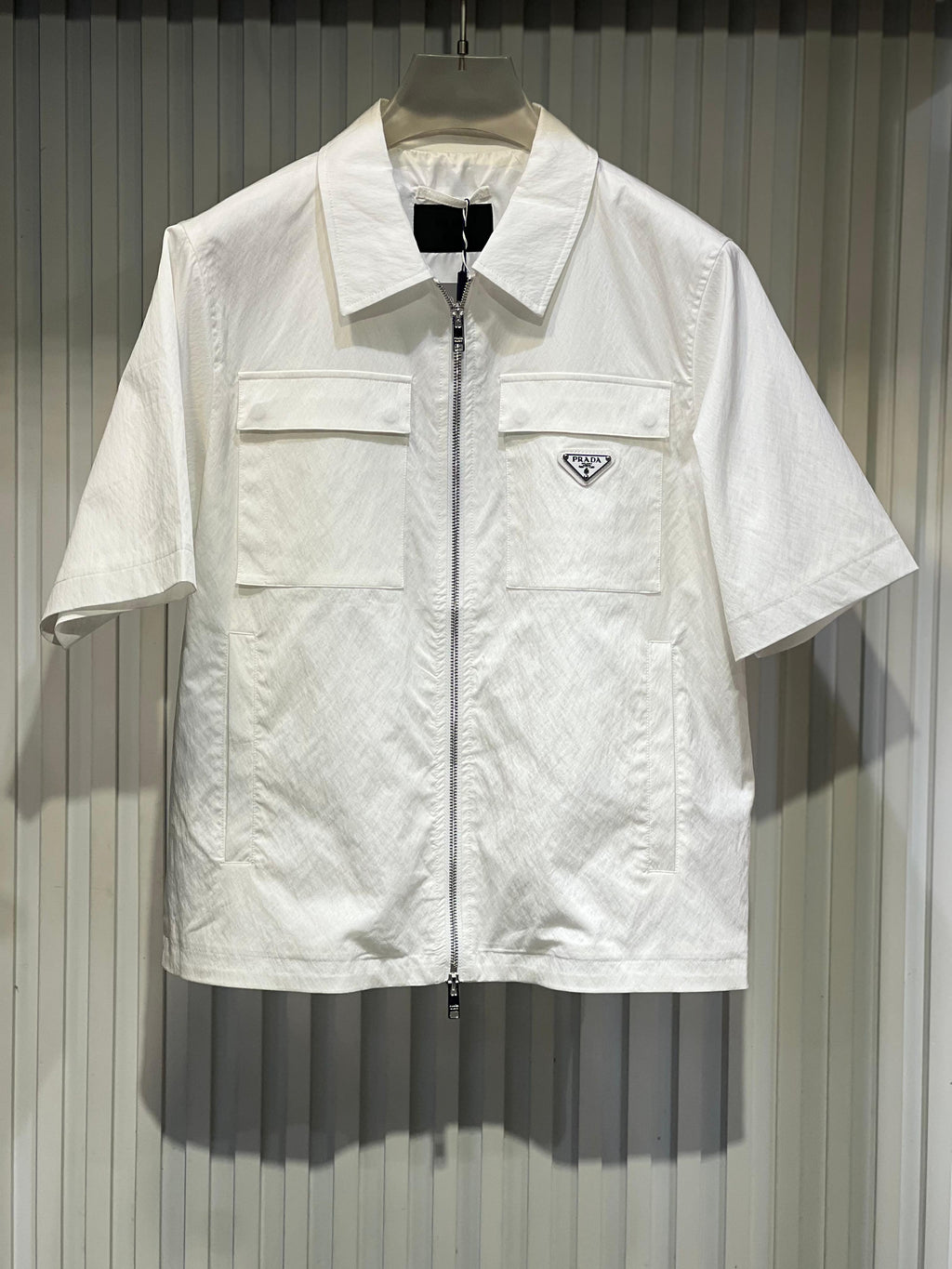 Prada - White Full-Zip Short Sleeve Utility Shirt