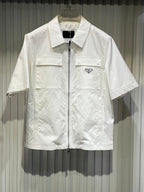 Prada - White Full-Zip Short Sleeve Utility Shirt