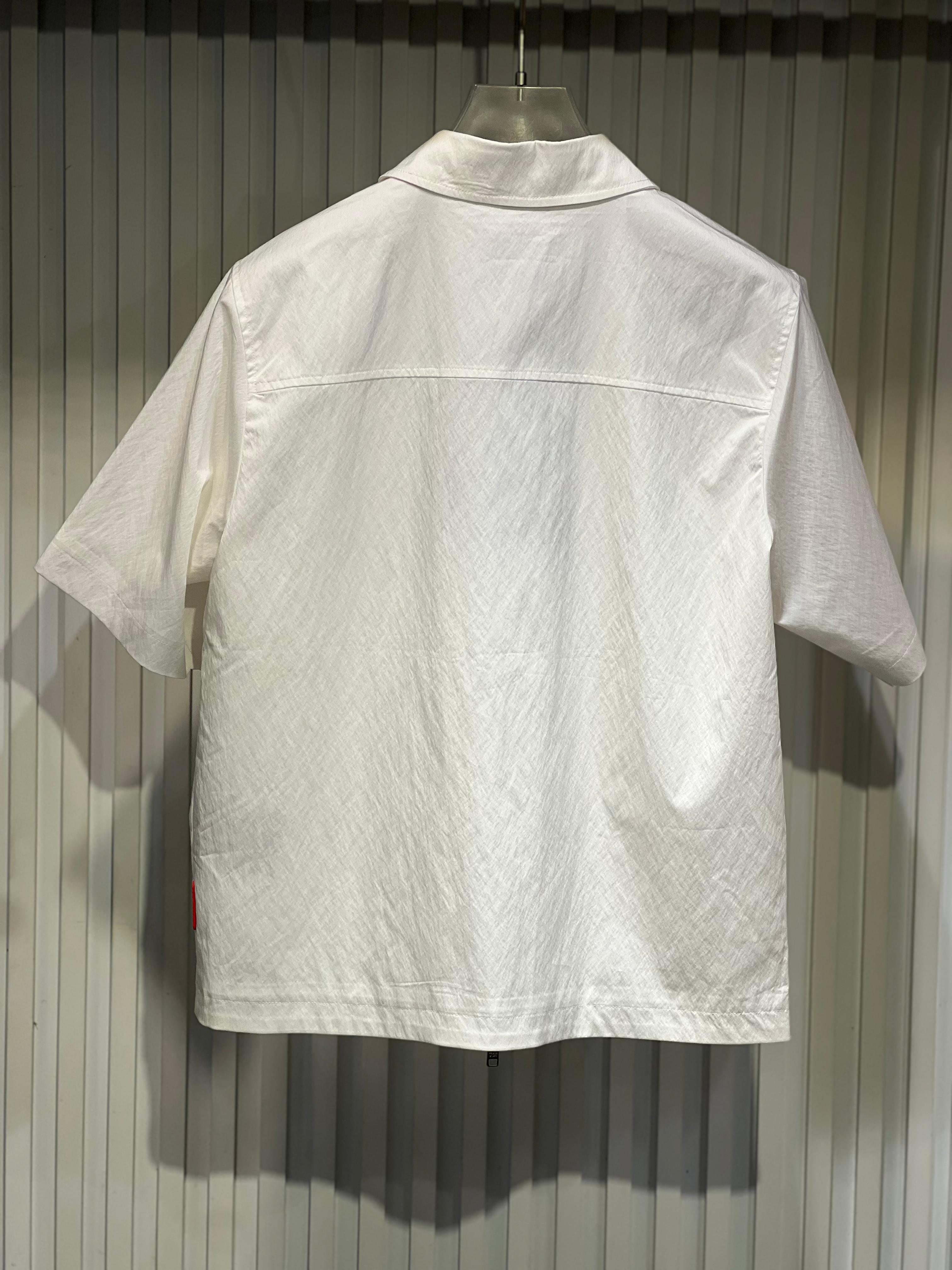 Prada - White Full-Zip Short Sleeve Utility Shirt