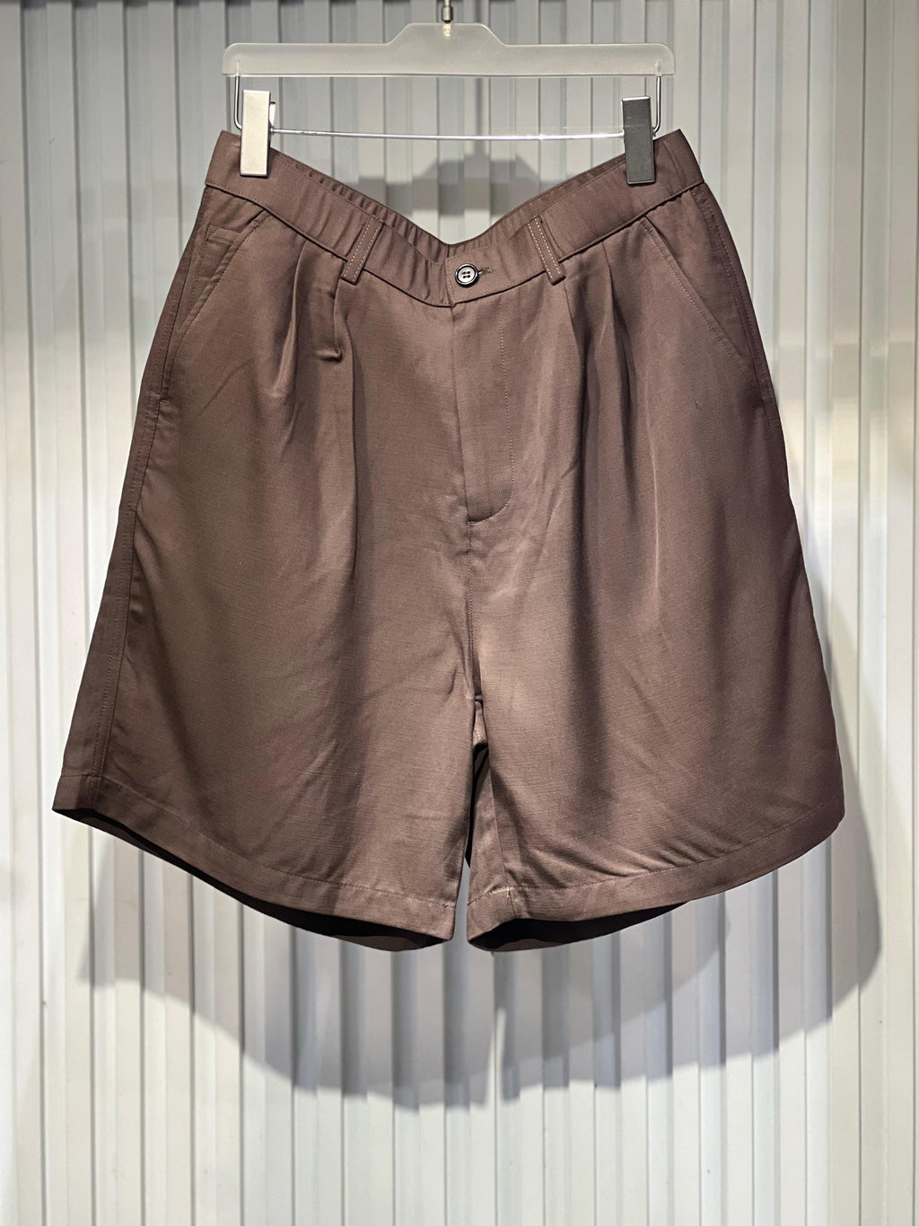Prada - Brown Pleated High-Waist Shorts
