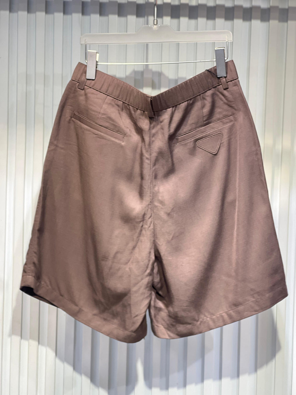 Prada - Brown Pleated High-Waist Shorts