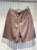 Prada - Brown Pleated High-Waist Shorts