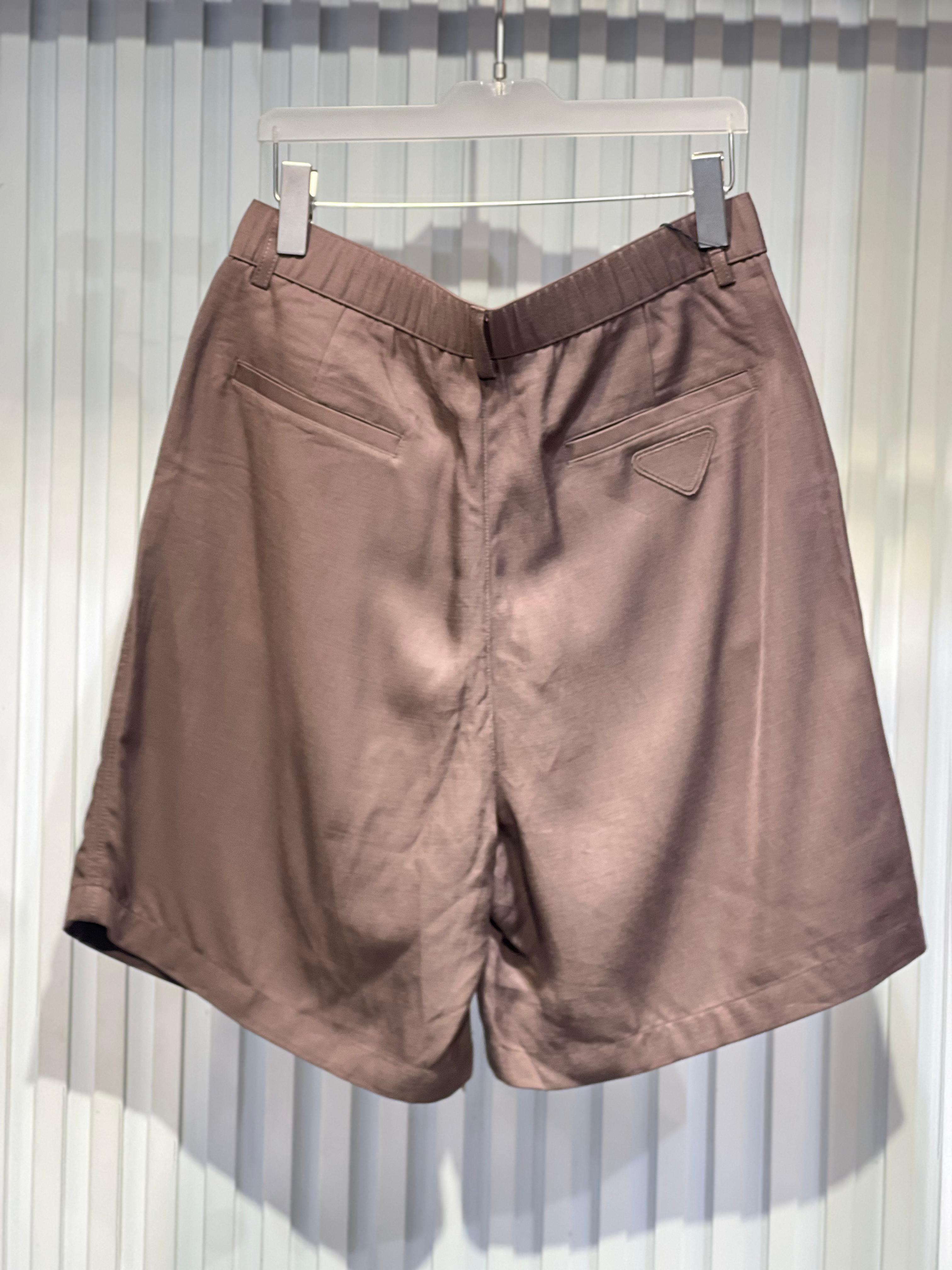 Prada - Brown Pleated High-Waist Shorts