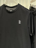 Brunello Cucinelli - Black Layered T-Shirt with Chest Monogram