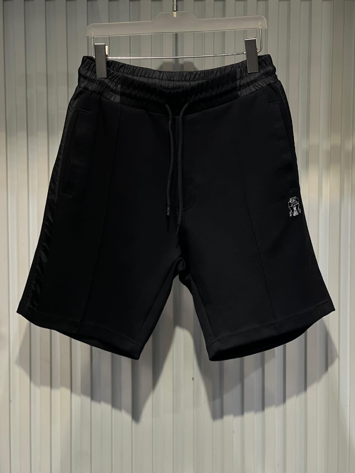 Brunello Cucinelli - Black Drawstring Sweat Shorts with Monogram