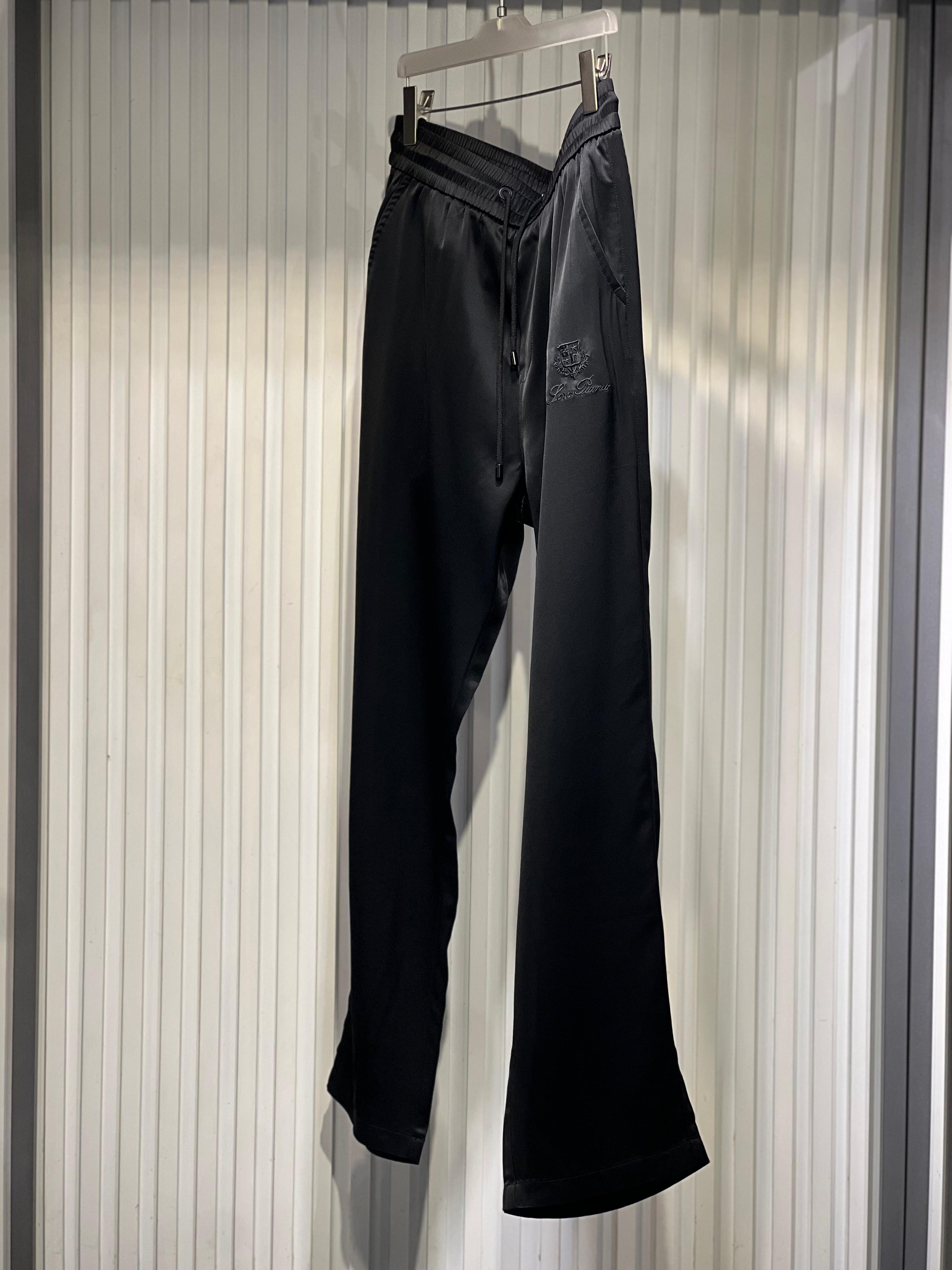 Loro Piana - Black Silk Blend Drawstring Trousers