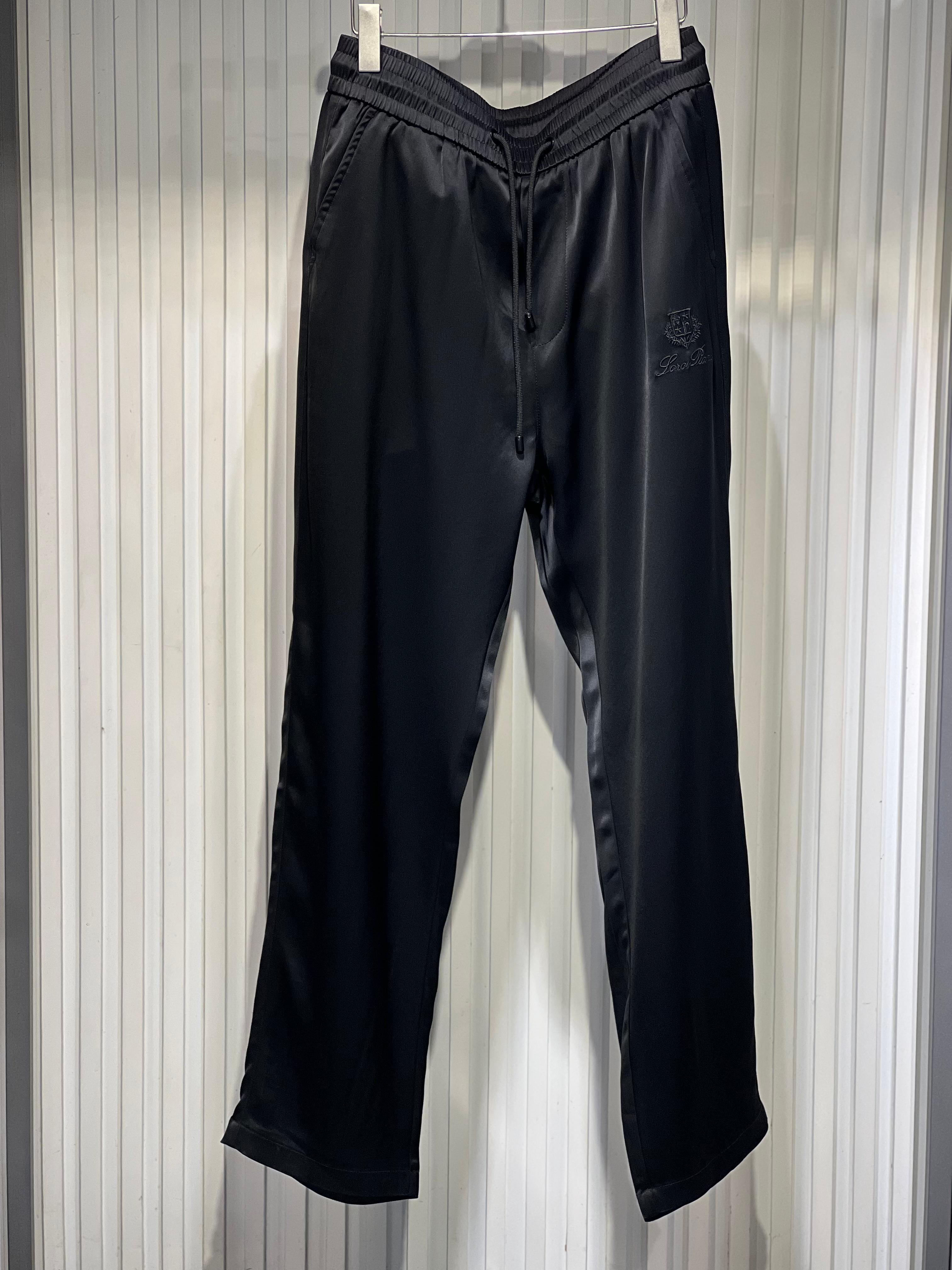 Loro Piana - Black Silk Blend Drawstring Trousers