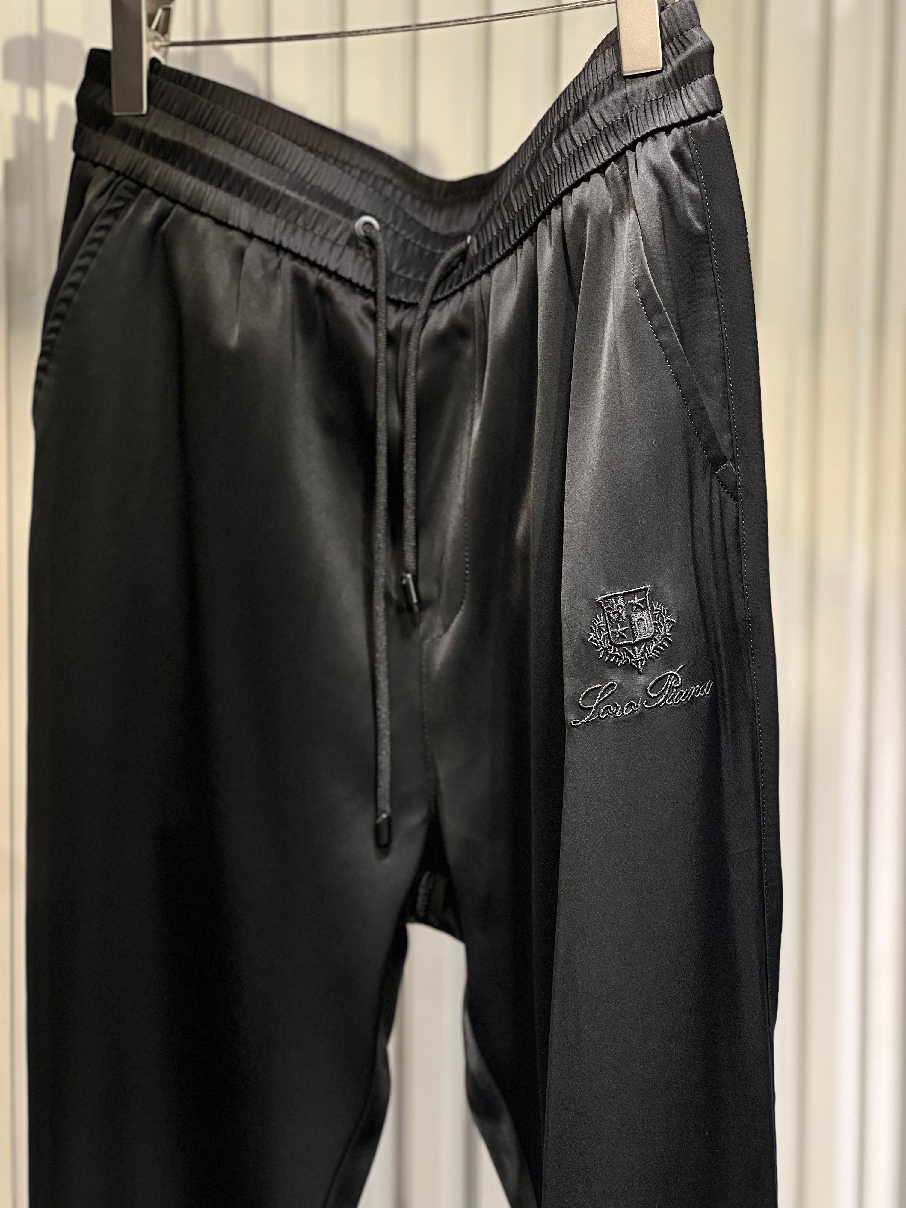 Loro Piana - Black Silk Blend Drawstring Trousers