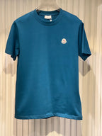 Moncler - Teal Crew Neck T-Shirt with Logo Patch