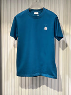 Moncler - Teal Crew Neck T-Shirt with Logo Patch