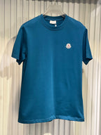Moncler - Teal Crew Neck T-Shirt with Logo Patch