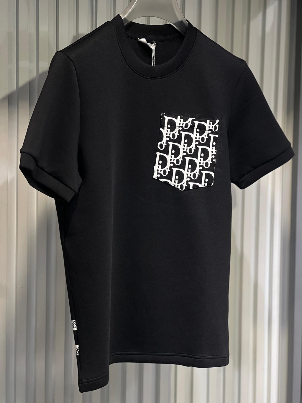 Dior - Black Crew Neck T-Shirt with Oblique Pocket