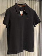 Zegna - Black Short Sleeve Polo Shirt with Embroidered Logo