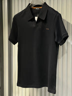 Zegna - Black Short Sleeve Polo Shirt with Embroidered Logo