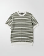 Loro Piana - Olive Green & White Striped Knit T-Shirt