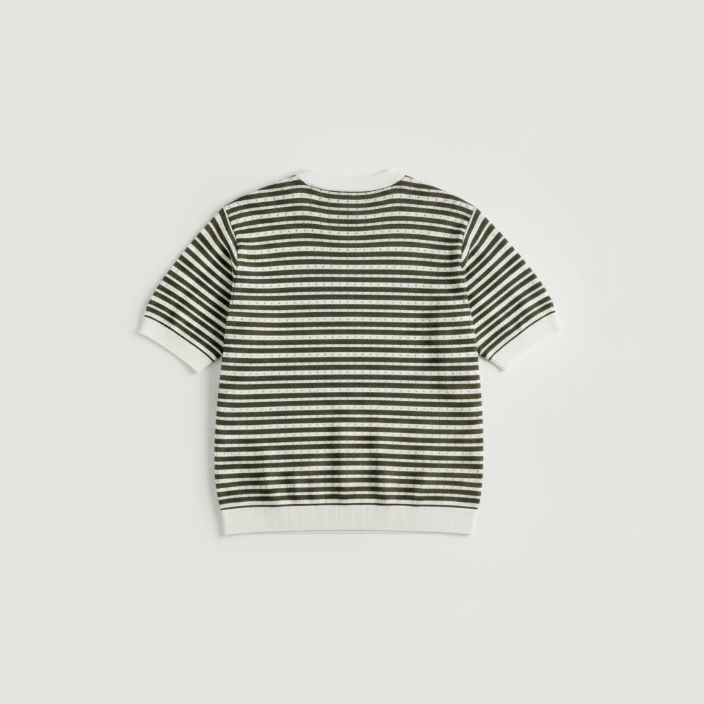 Loro Piana - Olive Green & White Striped Knit T-Shirt