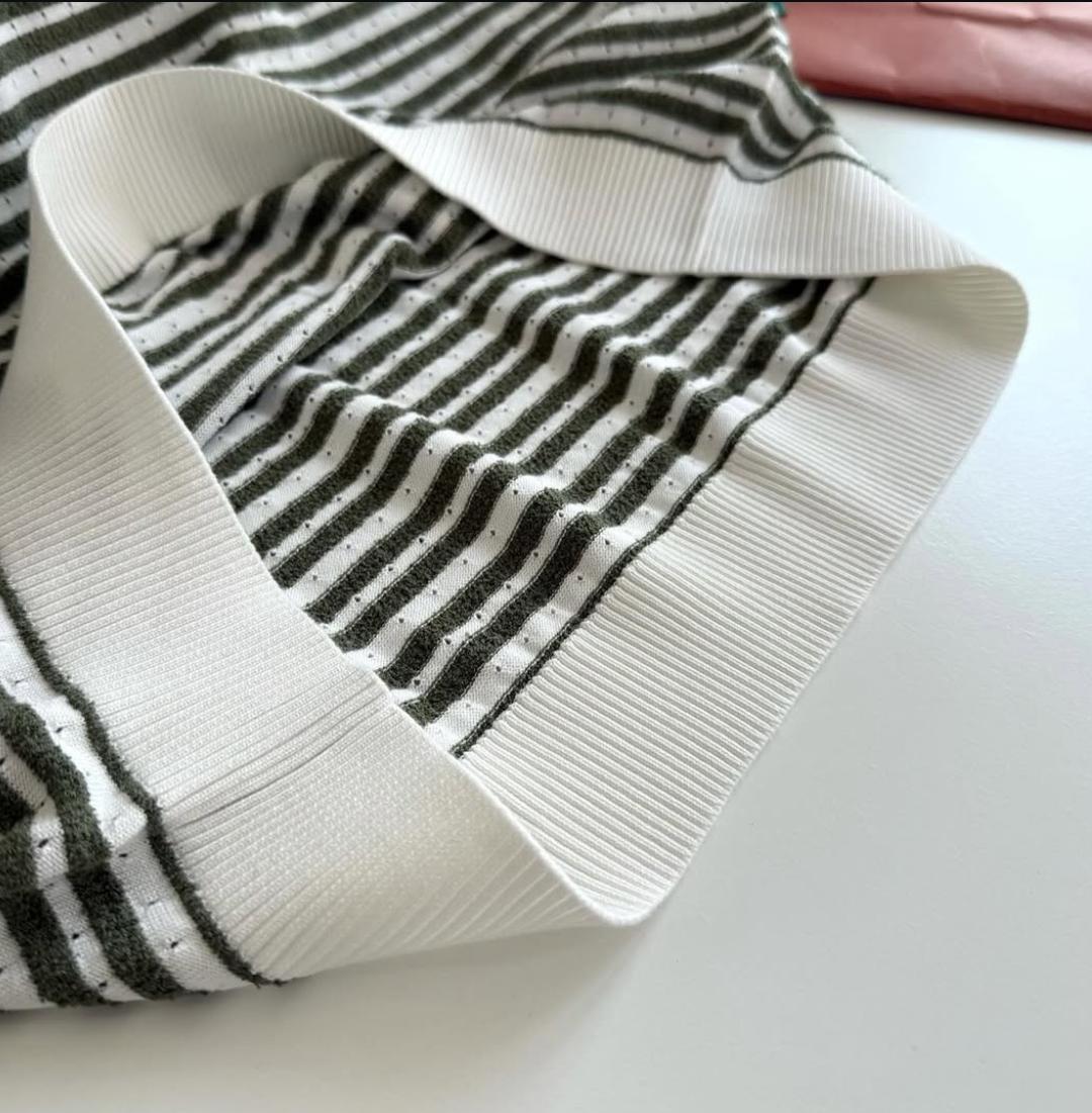 Loro Piana - Olive Green & White Striped Knit T-Shirt