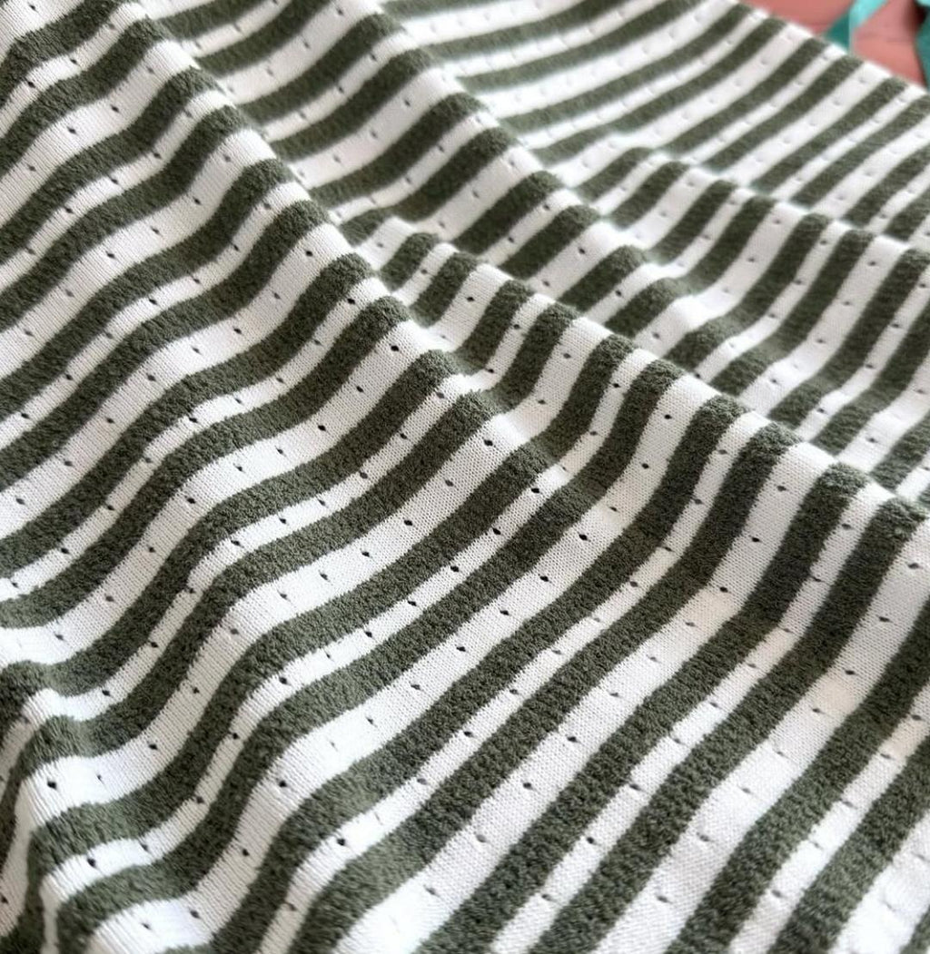 Loro Piana - Olive Green & White Striped Knit T-Shirt