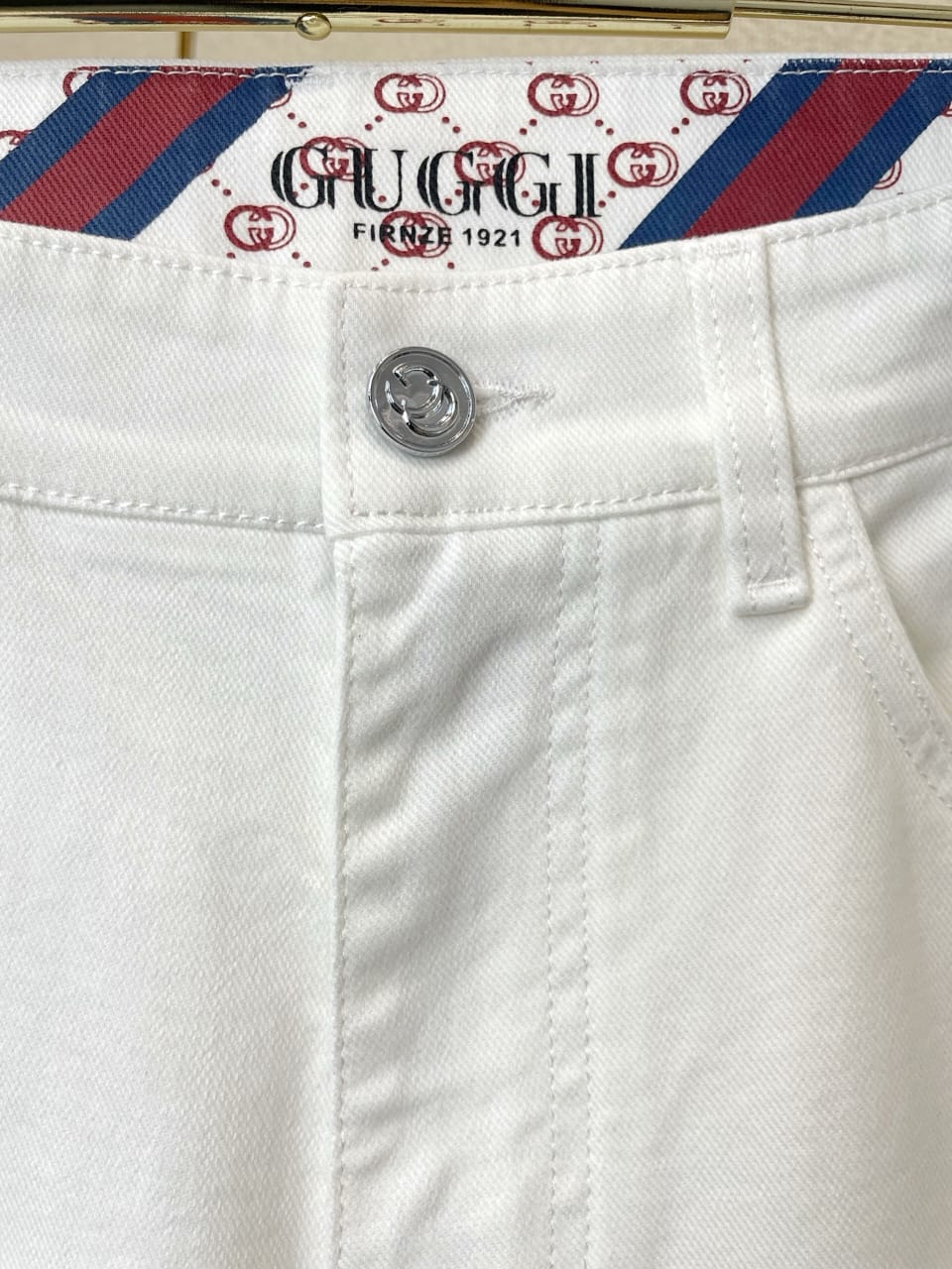 Gucci - White Straight Leg Jeans with Web Detail