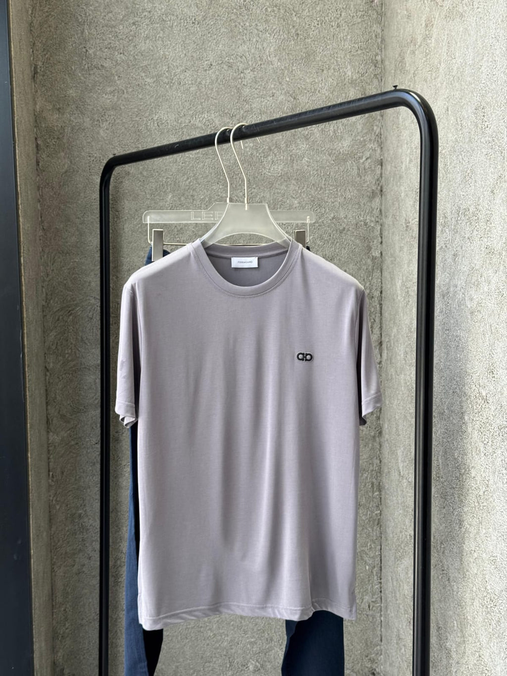 Ferragamo - Grey Crew Neck T-Shirt with Gancini Logo