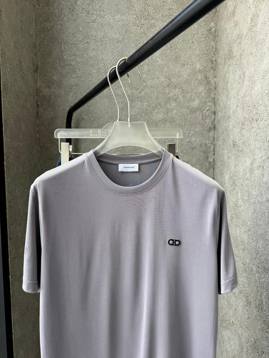 Ferragamo - Grey Crew Neck T-Shirt with Gancini Logo